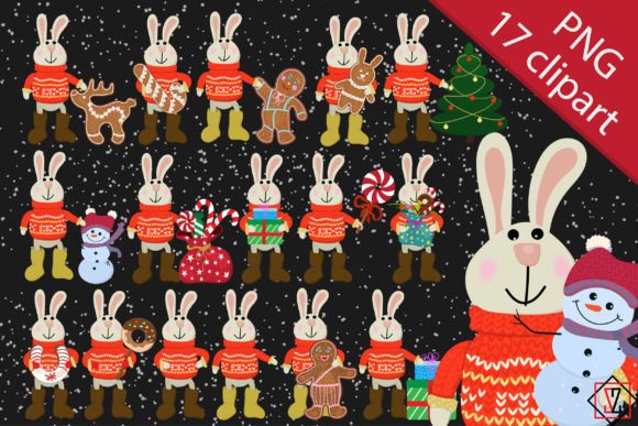 Christmas Bunny Clipart: Fresh Illustrations for Blogs