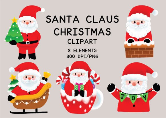 Cute Santa Claus Clipart: Festive Illustrations