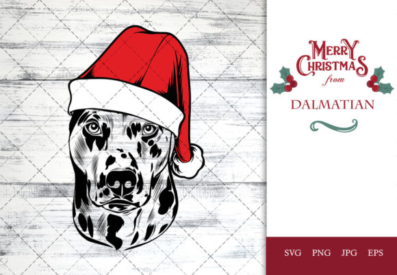 Dalmatian Dog in Santa Hat for Christmas Crafts