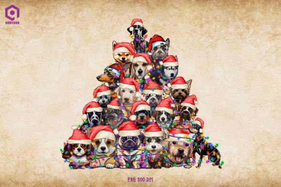 Dog Christmas Tree Lights: Festive Illustrations