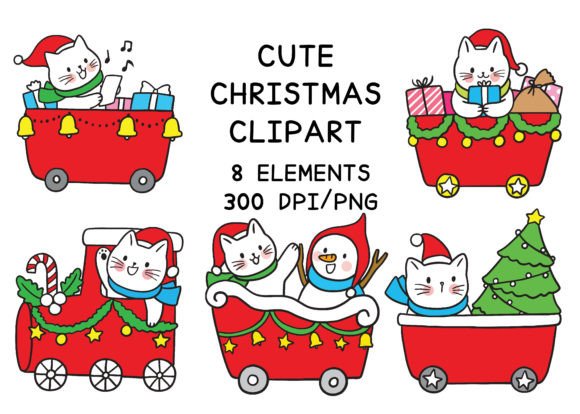 Funny Christmas Cat Illustrations for Branding