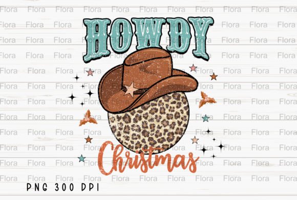 Howdy Christmas Cowboy Leopard Retro PNG Illustrations