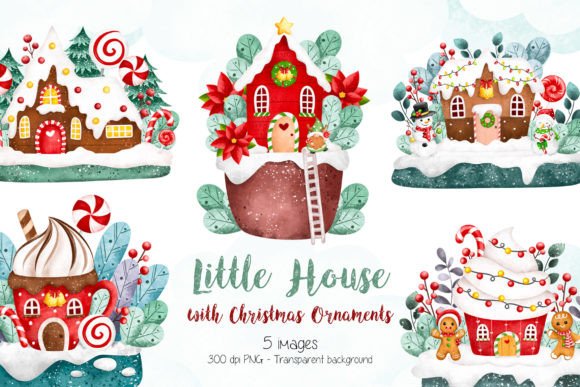 Little House with Christmas Ornaments Illustrations Review