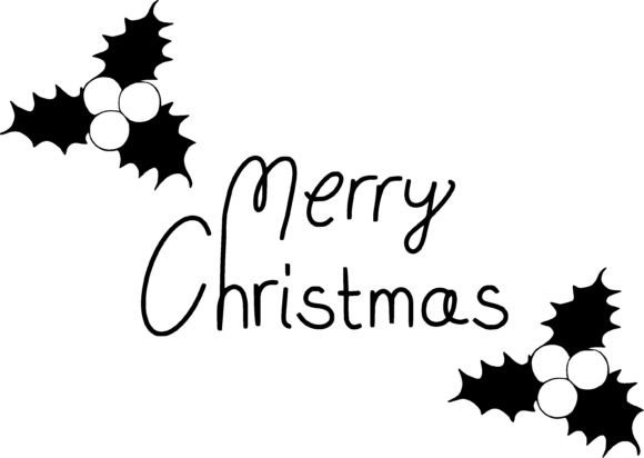 Merry Christmas Mistletoe Label Banner Illustrations