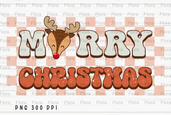 Merry Christmas Retro Deer Checked PNG Review