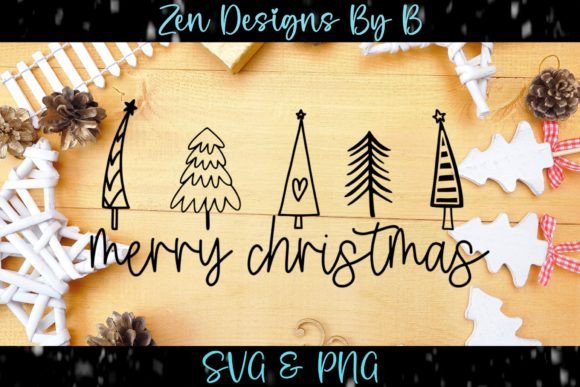 Merry Christmas W Trees Graphic: Illustrations Review