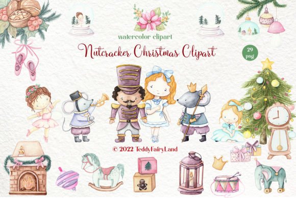 Nutcracker Clipart: Watercolor Christmas Illustrations