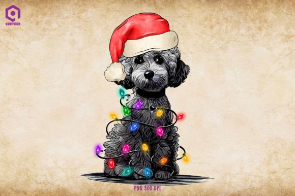 Poodle Christmas Tree Lights: Festive Illustrations