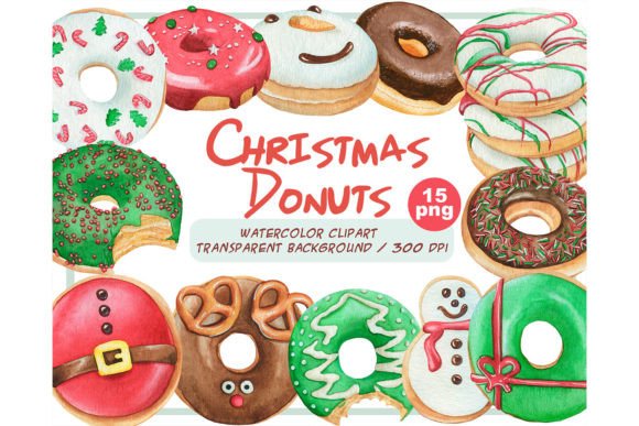 Watercolor Christmas Donuts Clipart Set Review