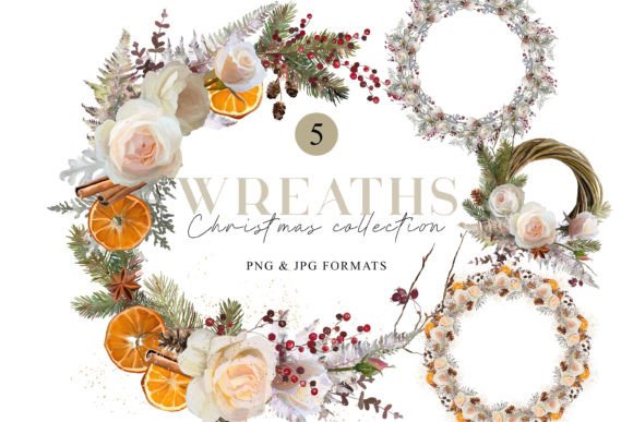 Wedding Wreaths Rose Flowers Illustrations
